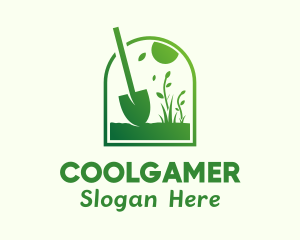 Green Garden Shovel Grass Logo
