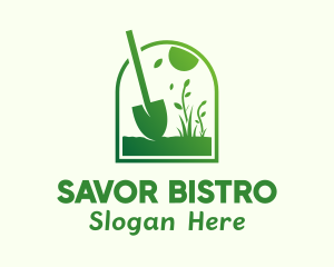 Green Garden Shovel Grass Logo