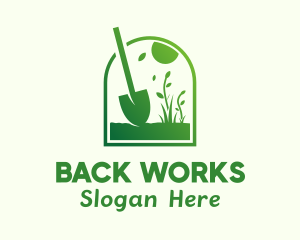 Green Garden Shovel Grass logo design