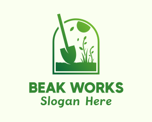 Green Garden Shovel Grass logo design