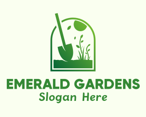 Green Garden Shovel Grass logo design