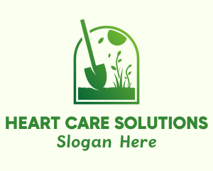 Green Garden Shovel Grass logo design