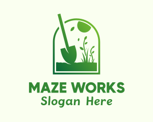 Green Garden Shovel Grass logo design