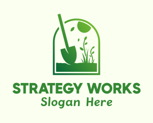 Green Garden Shovel Grass logo design