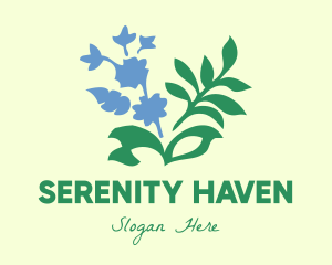 Peaceful - Blue Flower Garden logo design