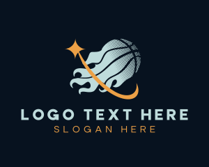 Sports Equipment - Basketball Sports Flame logo design