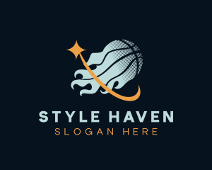 Basketball Sports Flame Logo