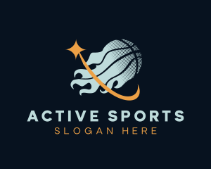 Basketball Sports Flame logo design