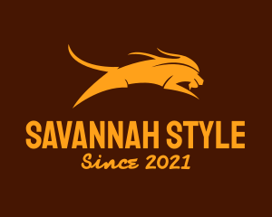 Savannah - Jumping Wild Lion logo design