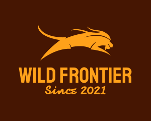 Jumping Wild Lion logo design
