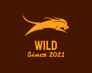 Jumping Wild Lion logo design
