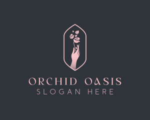 Orchid Flower Hand logo design