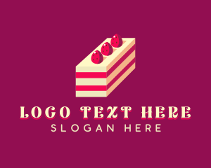 Cake - Strawberry Cake Dessert logo design