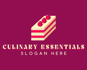 Strawberry Cake Dessert logo design