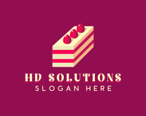 Strawberry Cake Dessert logo design