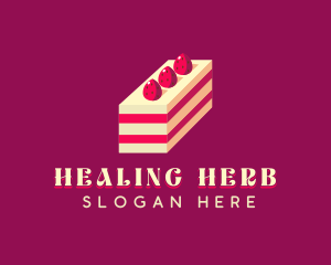 Strawberry Cake Dessert logo design