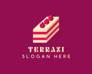 Strawberry Cake Dessert logo design