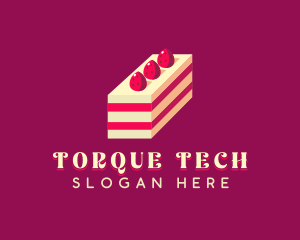 Strawberry Cake Dessert logo design