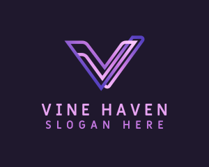 Purple Gradient Letter V logo design