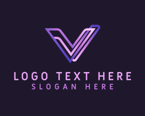 Strikethrough - Purple Gradient Letter V logo design