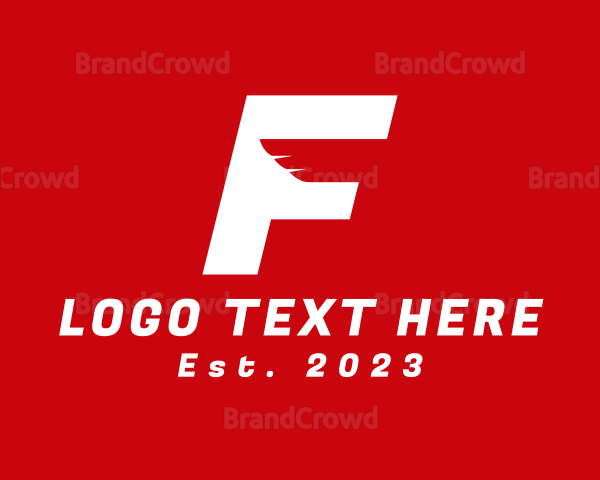 Modern Wing Courier Letter F Logo