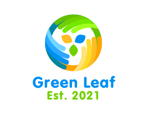 Colorful Hands Leaf logo design