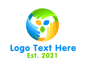 Humanity - Colorful Hands Leaf logo design