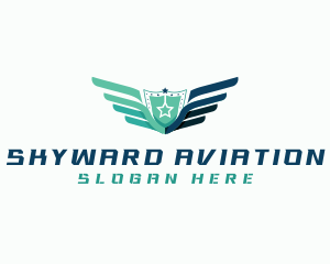 Winged Shield Aeronautics logo design