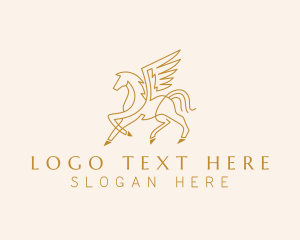 Golden - Winged Horse Pegasus logo design