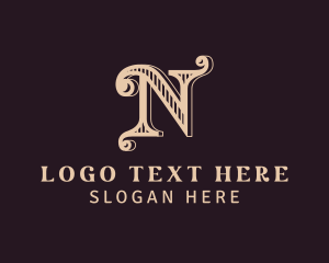 Letter N - Luxury Cursive Letter N logo design