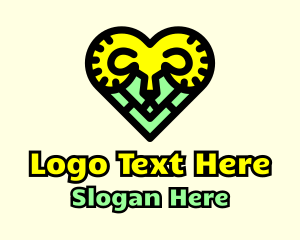 League - Ram Head Heart logo design