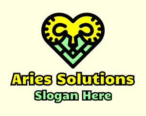 Aries - Ram Head Heart logo design