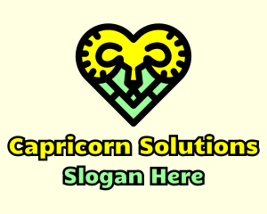 Capricorn - Ram Head Heart logo design