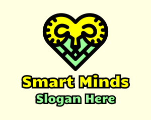Forest - Ram Head Heart logo design