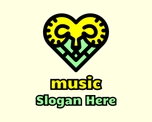 Clan - Ram Head Heart logo design