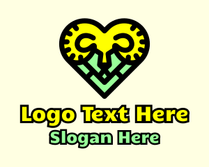 African - Ram Head Heart logo design