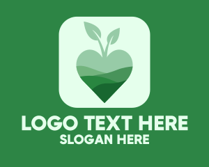 Love - Organic Apple Heart App logo design
