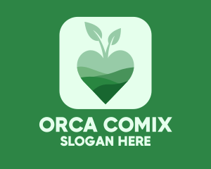 Eco Friendly - Organic Apple Heart App logo design