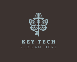 Blue Key Butterfly logo design