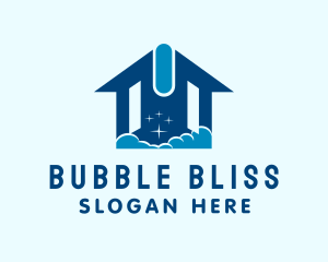 Blue House Bubbles logo design