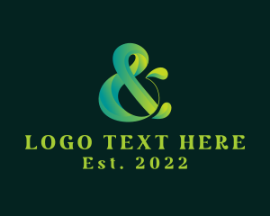 Ligature - Green Ampersand Calligraphy logo design