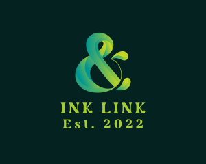 Ligature - Green Ampersand Calligraphy logo design