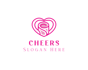 Pink Heart Rose Logo