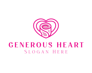 Pink Heart Rose logo design