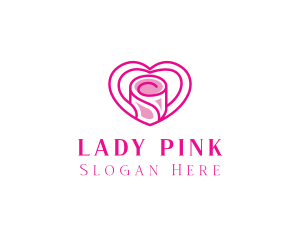 Pink Heart Rose logo design