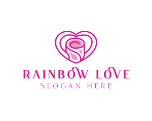 Pink Heart Rose logo design