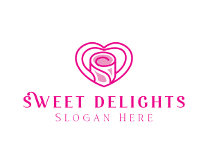 Pink Heart Rose logo design