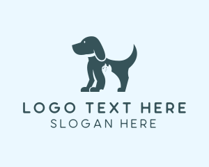 Negative Space - Pet Care Dog Cat logo design