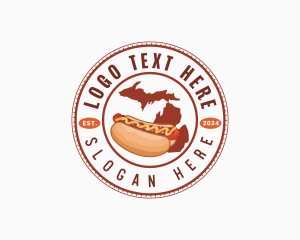 Map - Michigan Hotdog Food logo design