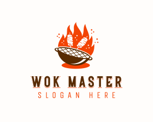 Wok - Flame Grill Skewers logo design